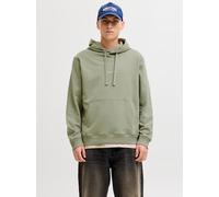 Kapuzensweatshirt JACK & JONES "JORNORREBRO EMB SWEAT HOOD NOOS", Herren, Gr. L, seagrass, angeraute Sweatware, Obermaterial: 89% Baumwolle, 11% Polyester, unifarben, relaxed fit normal, Rundhals, Rip