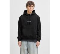 Kapuzensweatshirt JACK & JONES "JORNORREBRO EMB SWEAT HOOD NOOS", Herren, Gr. S, schwarz, angeraute Sweatware, Obermaterial: 89% Baumwolle, 11% Polyester, unifarben, relaxed fit normal, Rundhals, Ripp