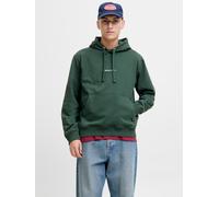 Kapuzensweatshirt JACK & JONES "JORNORREBRO EMB SWEAT HOOD NOOS", Herren, Gr. L, grün (sycamore), angeraute Sweatware, Obermaterial: 89% Baumwolle, 11% Polyester, unifarben, relaxed fit normal, Rundha