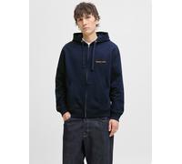 Kapuzensweatshirt JACK & JONES "JORNORREBRO EMB SWEAT ZIP HOOD NOOS", Herren, Gr. L, ocean cavern, angeraute Sweatware, Obermaterial: 89% Baumwolle, 11% Polyester, bedruckt, relaxed fit normal, Rundha