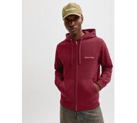 Kapuzensweatshirt JACK & JONES "JORNORREBRO EMB SWEAT ZIP HOOD NOOS", Herren, Gr. S, cabernet, angeraute Sweatware, Obermaterial: 89% Baumwolle, 11% Polyester, bedruckt, relaxed fit normal, Rundhals,