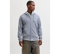 Kapuzensweatshirt JACK & JONES "JORNORREBRO EMB SWEAT ZIP HOOD NOOS", Herren, Gr. XL, tradewinds, angeraute Sweatware, Obermaterial: 89% Baumwolle, 11% Polyester, bedruckt, relaxed fit normal, Rundhal