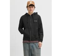 Kapuzensweatshirt JACK & JONES "JORNORREBRO EMB SWEAT ZIP HOOD NOOS", Herren, Gr. XXL, schwarz, angeraute Sweatware, Obermaterial: 89% Baumwolle, 11% Polyester, unifarben, relaxed fit normal, Rundhals