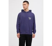 Kapuzensweatshirt JACK & JONES "JORNORREBRO TYPO BACK SWEAT HOOD SN", Herren, Gr. L, blau (ocean cavern), angeraute Sweatware, Obermaterial: 89% Baumwolle, 11% Polyester, bedruckt, relaxed fit normal,