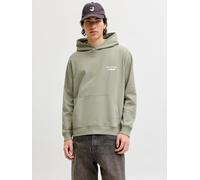 Kapuzensweatshirt JACK & JONES "JORNORREBRO TYPO BACK SWEAT HOOD SN", Herren, Gr. XL, seagrass detail:ss26, angeraute Sweatware, Obermaterial: 89% Baumwolle, 11% Polyester, bedruckt, relaxed fit norma
