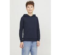 Kapuzensweatshirt JACK & JONES JUNIOR "JJEBRADLEY SWEAT HOOD NOOS JNR", Jungen, Gr. 140, blau (navy blazer), angeraute Sweatware, Obermaterial: 61% Polyester, 39% Baumwolle, unifarben, Basic, regular 