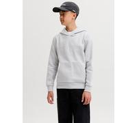 Kapuzensweatshirt JACK & JONES JUNIOR "JJECORP mit Druck, Kängurutasche, pflegeleicht", Jungen, Gr. 152, grau (ultimate grau print:big tonal), angeraute Sweatware, Obermaterial: 70% Baumwolle, 30% Pol