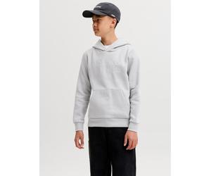 Kapuzensweatshirt JACK & JONES JUNIOR "JJECORP mit Druck, Kängurutasche, pflegeleicht", Jungen, Gr. 164, grau (ultimate grau print:big tonal), angeraute Sweatware, Obermaterial: 70% Baumwolle, 30% Pol