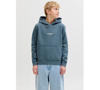 Kapuzensweatshirt JACK & JONES JUNIOR "JJESOHO SWEAT HOOD NOOS JNR", Jungen, Gr. 176, blau mirage, angeraute Sweatware, Obermaterial: 80% Baumwolle, 20% Polyester, bedruckt, relaxed fit normal, Rundha
