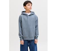 Kapuzensweatshirt JACK & JONES JUNIOR "JJESTAR JJ SWEAT HOOD NOOS JNR", Jungen, Gr. 140, blau mirage, angeraute Sweatware, Obermaterial: 70% Baumwolle, 30% Polyester, bedruckt, relaxed fit normal, Run