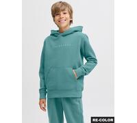 Kapuzensweatshirt JACK & JONES JUNIOR "JJESTAR JJ SWEAT HOOD NOOS JNR", Jungen, Gr. 140, mineral blau, angeraute Sweatware, Obermaterial: 70% Baumwolle, 30% Polyester, bedruckt, relaxed fit normal, Ru