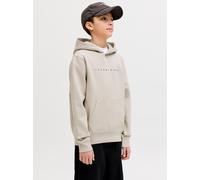 Kapuzensweatshirt JACK & JONES JUNIOR "JJESTAR JJ SWEAT HOOD NOOS JNR", Jungen, Gr. 140, moonbeam, angeraute Sweatware, Obermaterial: 70% Baumwolle, 30% Polyester, bedruckt, relaxed fit normal, Rundha