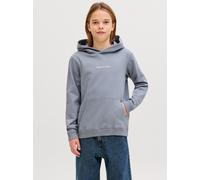 Kapuzensweatshirt JACK & JONES JUNIOR "JORNORREBRO EMB SWEAT HOOD NOOS JNR", Jungen, Gr. 140, tradewinds, angeraute Sweatware, Obermaterial: 89% Baumwolle, 11% Polyester, unifarben, relaxed fit normal