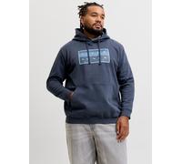 Kapuzensweatshirt "JCOFUSION BOX SWEAT HOOD PLS", Herren, Gr. 3XL, outer space, angeraute Sweatware, Obermaterial: 70% Baumwolle, 30% Polyester, JACK & JONES PLUSSIZE, bedruckt, regular fit normal, Ru
