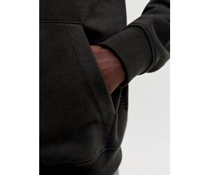 Kapuzensweatshirt "JCOFUSION BOX SWEAT HOOD PLS", Herren, Gr. 5XL, schwarz, angeraute Sweatware, Obermaterial: 70% Baumwolle, 30% Polyester, JACK & JONES PLUSSIZE, bedruckt, regular fit normal, Rundha