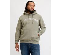 Kapuzensweatshirt "JJAVERY SWEAT HOOD PLS", Herren, Gr. 4XL, grün (vetiver), angeraute Sweatware, Obermaterial: 60% Baumwolle, 40% Polyester, JACK & JONES PLUSSIZE, bedruckt, normal normal, Rundhals,