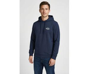 Kapuzensweatshirt "JJBRANDON SWEAT HOOD PLS", Herren, Gr. 5XL, navy blazer, angeraute Sweatware, Obermaterial: 60% Polyester, 40% Baumwolle, JACK & JONES PLUSSIZE, unifarben, regular fit, Rippbündchen