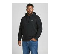 Kapuzensweatshirt "JJCOLLEGE LOGO SWEAT HOOD PLS", Herren, Gr. 4XL, schwarz, Sweatware, Obermaterial: 80% Baumwolle, 20% Polyester, JACK & JONES PLUSSIZE, unifarben, regular fit normal, Rundhals, Ripp