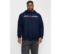 Kapuzensweatshirt "JJECORP OLD LOGO SWEAT HOOD NOOS PLS", Herren, Gr. 6XL, blau (navy blazer detail:reg fit), angeraute Sweatware, Obermaterial: 80% Baumwolle, 20% Polyester, JACK & JONES PLUSSIZE, be