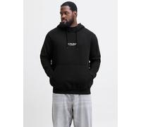 Kapuzensweatshirt "JJESOHO SWEAT HOOD NOOS PLS", Herren, Gr. 3XL, schwarz, angeraute Sweatware, Obermaterial: 80% Baumwolle, 20% Polyester, JACK & JONES PLUSSIZE, bedruckt, regular fit, Rippbündchen,
