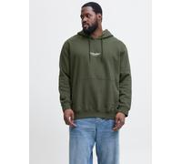 Kapuzensweatshirt "JJESOHO SWEAT HOOD NOOS PLS", Herren, Gr. 6XL, bunt (duffel bag), angeraute Sweatware, Obermaterial: 80% Baumwolle, 20% Polyester, JACK & JONES PLUSSIZE, bedruckt, regular fit, Ripp