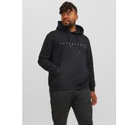 Kapuzensweatshirt "JJESTAR JJ SWEAT HOOD NOOS PLS", Herren, Gr. XXL, schwarz, angeraute Sweatware, Obermaterial: 61% Polyester, 39% Baumwolle, JACK & JONES PLUSSIZE, bedruckt, relaxed fit normal, Rund