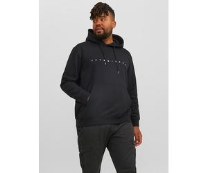 Kapuzensweatshirt "JJESTAR JJ SWEAT HOOD NOOS PLS", Herren, Gr. XXL, schwarz, angeraute Sweatware, Obermaterial: 61% Polyester, 39% Baumwolle, JACK & JONES PLUSSIZE, bedruckt, relaxed fit normal, Rund