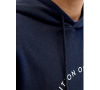Kapuzensweatshirt "JJGRAYSON SWEAT HOOD PLS", Herren, Gr. 5XL, navy blazer, angeraute Sweatware, Obermaterial: 60% Polyester, 40% Baumwolle, JACK & JONES PLUSSIZE, bedruckt, regular fit, Rippbündchen,
