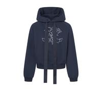 Kapuzensweatshirt JOOP JEANS "Tinna", Damen, Gr. XL, blau (dunkelblau), Sweatware, Obermaterial: 100% Baumwolle, bestickt, gemustert, mehrfarbig, Raglanärmel angesetztes Bündchen, Sweatshirts Kapuzens