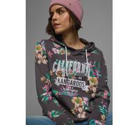 Kapuzensweatshirt KANGAROOS, Damen, Gr. 36/38, grau (anthrazit, meliert), Interlock, Obermaterial: 60% Baumwolle, 40% Polyester. Kapuzenfutter: 60% Baumwolle, 40% Polyester, bedruckt, geblümt, figurum