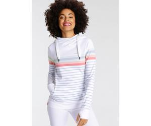 Kapuzensweatshirt KANGAROOS, Damen, Gr. 40/42, blau (weiß, hellblau), Interlock, Obermaterial: 100% Baumwolle. Kapuzenfutter: 100% Baumwolle, colorblocking, kontrastfarbene Details, bequem hüftbedecke