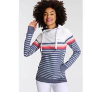 Kapuzensweatshirt KANGAROOS, Damen, Gr. 44/46, blau (marine, weiß), Interlock, Obermaterial: 100% Baumwolle. Kapuzenfutter: 100% Baumwolle, kontrastfarbene Details, bequem hüftbedeckend, Rippbündchen