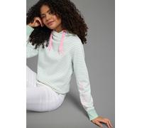 Kapuzensweatshirt KANGAROOS, Damen, Gr. 44/46, hellgrün, Sweatware, Obermaterial: 80% Baumwolle, 20% Polyester, bequem hüftbedeckend, Rippbündchen, Sweatshirts, casual Stil, mit Kapuze und Kordelzug,