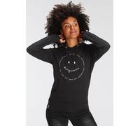 Kapuzensweatshirt KANGAROOS, Damen, Gr. 44/46, schwarz, Interlock, Obermaterial: 100% Baumwolle. Kapuzenfutter: 100% Baumwolle, bedruckt, kontrastfarbene Details, unifarben mit Farbeinsatz, figurumspi