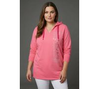 Kapuzensweatshirt KANGAROOS, Damen, Gr. 48/50, pink, Sweatware, Obermaterial: 95% Baumwolle, 5% Elasthan, bequem hüftbedeckend, V-Ausschnitt, Flachstrickbündchen, Sweatshirts, casual Stil, mit Kapuze,