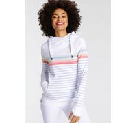 Kapuzensweatshirt KANGAROOS, Damen, Gr. 52/54, blau (weiß, hellblau), Interlock, Obermaterial: 100% Baumwolle. Kapuzenfutter: 100% Baumwolle, colorblocking, kontrastfarbene Details, bequem hüftbedecke