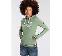 Kapuzensweatshirt KANGAROOS, Damen, Gr. 52/54, grün, Interlock, Obermaterial: 100% Baumwolle. Kapuzenfutter: 100% Baumwolle, kontrastfarbene Details, unifarben mit Farbeinsatz, figurbetont hüftbedecke