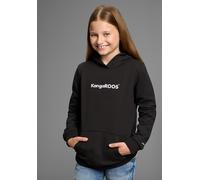 Kapuzensweatshirt KANGAROOS "Hoodie mit Logoprint", Mädchen, Gr. 176/182, schwarz, Sweatware, Obermaterial: 60% Baumwolle, 40% Polyester, bedruckt, Basic hüftlang, Bündchen, Sweatshirts, Langarm, bedr