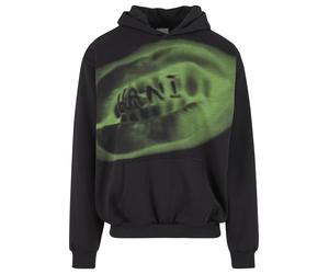 Kapuzensweatshirt KARL KANI "Karl Kani Karl Kani Retro Kani Grillz OS Hoodie", Herren, Gr. XS, schwarz, grün, 65% Baumwolle (Bio), 35% Polyester (Recycelt), bedruckt, Sweatshirts (26063463-XS) schwarz