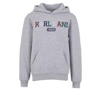 Kapuzensweatshirt KARL KANI "Karl Kani KK College Hoodie Junior", Mädchen, Gr. 134/140, grau (graumelange), 70% Baumwolle, 30% Polyester, bedruckt, Rundhals, Sweatshirts (96525103-134) graumelange