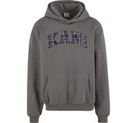 Karl Kani Hoodie mit Label-Stitching und Känguru-Tasche in Anthrazit, Größe XS