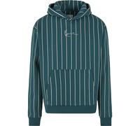 Kapuzensweatshirt KARL KANI "Karl Kani Small Signature Essential Pinstripe Hoodie", Herren, Gr. M, dunkelgrün, vanilla, 100% Baumwolle, Rundhals, Pullover (95862653-M) dunkelgrün, vanilla
