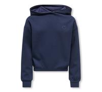 Kapuzensweatshirt KIDS ONLY "KOGADA-COOPER HEART L/S HOOD FR SWT NOOS", Mädchen, Gr. 134/140, navy blazer detail:navy blazer emb. heart, Sweatware, Obermaterial: 53% Polyester, 42% Viskose, 5% Elastha