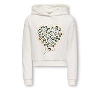 Kapuzensweatshirt KIDS ONLY "KOGCOOPER LIFE LOV E LS HOOD FR SWT", Mädchen, Gr. 110/116, cloud dancer print:heart, aqua foam, gold, Sweatware, Obermaterial: 60% Baumwolle, 40% Polyester, bedruckt, uni