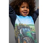 Kapuzensweatshirt KIDSWORLD "Traktor - Fotodruck", Jungen, Gr. 92/98, blau (marine), angeraute Sweatware, Obermaterial: 100% Baumwolle. Kapuzenfutter: 85% Baumwolle, 15% Viskose. Vorderteil: 65% Polye