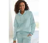 Kapuzensweatshirt LASCANA, Damen, Gr. 36/38, grün (mint), Sweatware, Obermaterial: 60% Baumwolle, 40% Polyester, bestickt, unifarben, bequem hüftlang, Rundhals, Raglanärmel Rippbündchen, Sweatshirts, 
