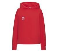 Kapuzensweatshirt LASCANA, Damen, Gr. 40/42, rot, flieder bedruckt, Sweatware, Obermaterial: 95% Baumwolle, 5% Elasthan, unifarben, bedruckt, casual, figurumspielend hüftlang, Rundhals, Langarm Rippbü