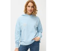 Kapuzensweatshirt LASCANA, Damen, Gr. 32/34, beige (hellblau, creme bedruckt), Sweatware, Obermaterial: 95% Baumwolle, 5% Elasthan, bedruckt, unifarben, figurumspielend hüftlang, Rundhals, Rippbündche