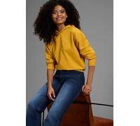 Kapuzensweatshirt LAURA SCOTT, Damen, Gr. 40/42, gelb (sonnengelb), Sweatware, Obermaterial: 62% Polyester, 34% Baumwolle, 4% Elasthan, bestickt, unifarben, Basic, figurumspielend kurz, Sweatshirts, m