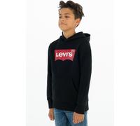 Kapuzensweatshirt LEVI'S KIDS "LVB BATWING PULLOVER HOODIE", Jungen, Gr. 10/140, schwarz, Sweatware, Obermaterial: 60% Baumwolle, 40% Polyester, bedruckt, Basic schmal hüftlang, Rippbündchen, Sweatshi